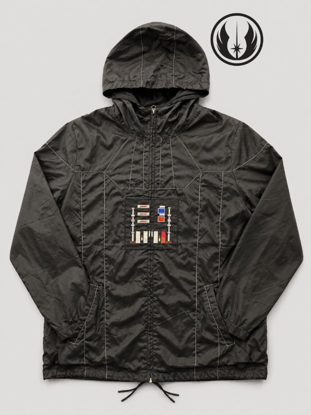 Star Wars Darth Vader Full Zip Hooded Windbreaker Jacket Black Size 2XL